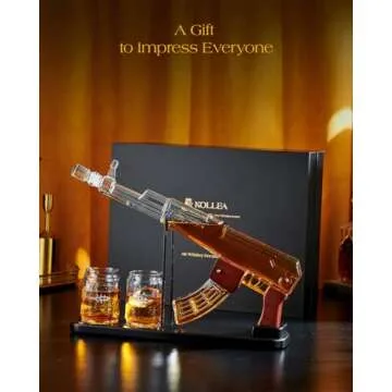 Christmas Gifts for Men Dad, Kollea Whiskey Decanter Set for Men - Gun Decanter, Detachable Magazine & 2 Bullet Shot Glasses, Liquor Dispenser for Bar, Cool Anniversary Birthday Military Present Ideas