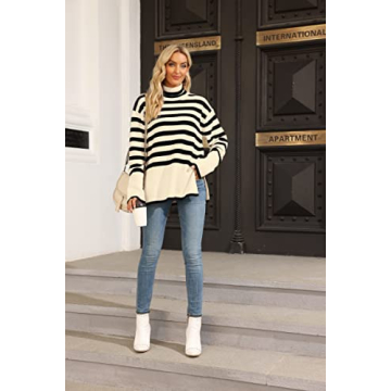Stylish Women's Striped Turtleneck Sweater for Cozy Fall Fashion