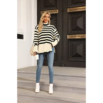 Stylish Women's Striped Turtleneck Sweater for Cozy Fall Fashion