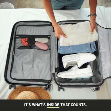 Kenneth Cole REACTION Diamond Tower Collection Lightweight Hardside Expandable 8-Wheel Spinner Travel Luggage, Black, 2-Piece Set (20" & 28")