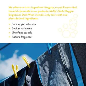 Molly's Suds Oxygen Brightener Dark Wash | Powerful Bleach Alternative, Chlorine Free | Preserves Colors and Removes Stains (Cedar & Sandalwood - 79 oz)