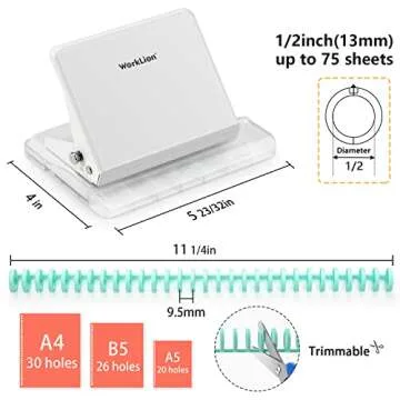 Binding Machine for Planner： WORKLION Metal 10 Hole Punch & Multi Color 30 Hole Loose Leaf Binder ...