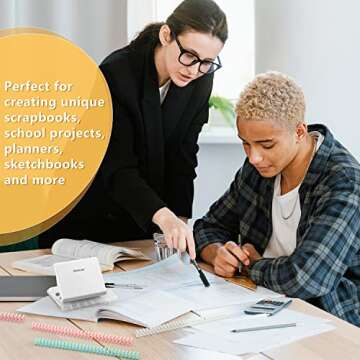 Binding Machine for Planner： WORKLION Metal 10 Hole Punch & Multi Color 30 Hole Loose Leaf Binder Rings(10 pcs) for Making 26 Holes on B5 Paper, 30 Holes on A4, 20 Holes on A5 Book.