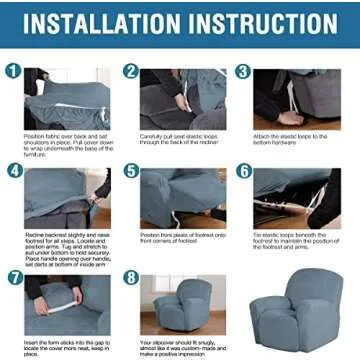 H.VERSAILTEX High Stretch Recliner Chair Covers Large Size Oversized Velvet Plush Chair Slip Covers with Arms 1-Piece Furniture Protector Couch Soft with Elastic Bottom Non Slip(Recliner, Stone Blue)