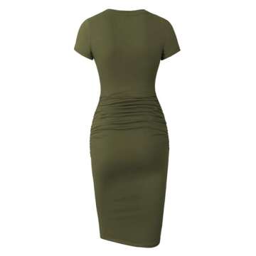 Missufe Women's Ruched Casual Sundress in Army Green - Comfortable Style