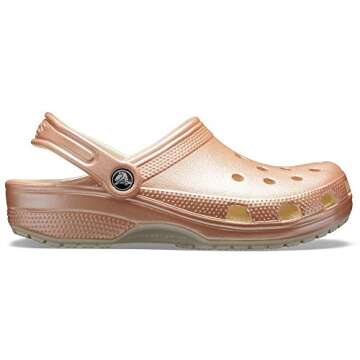 Crocs Unisex Classic Sparkly Clog, Metallic and Glitter Shoes, Rose Gold, 9 US Women