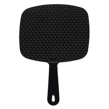 Diane Professional Quality Hand Mirror, Single Sided Hand Held Mirror with Handle for Salon, Barber, Vanity, Grooming, Shaving, and Travel, Medium, 7.5" x 10.75", Black