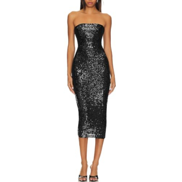 Stunning Capuffy Women's Strapless Sequin Dress for Parties