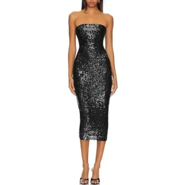 Stunning Capuffy Women's Strapless Sequin Dress for Parties