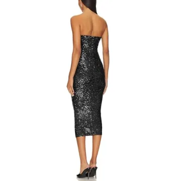 Stunning Capuffy Women's Strapless Sequin Dress for Parties