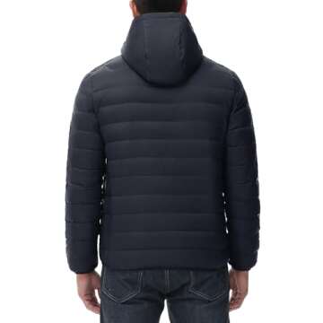 TBMPOY Puffer Jacket Men Packable Lightweight Winter Down Coat Hooded Warm Insulated Puffy Jackets N...