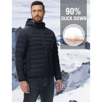 Packable Lightweight TBMPOY Men's Puffer Jacket for Winter