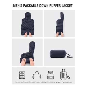 Packable Lightweight TBMPOY Men's Puffer Jacket for Winter