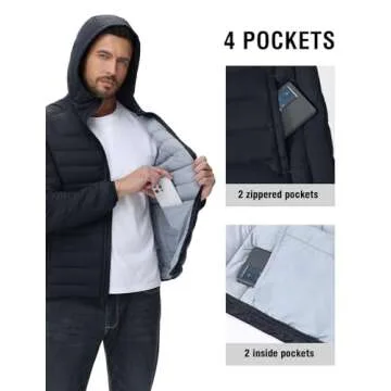 Packable Lightweight TBMPOY Men's Puffer Jacket for Winter