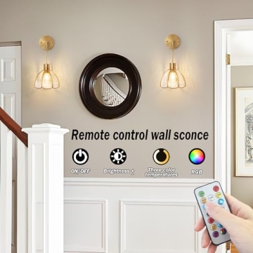 Battery Wall Sconces Set Of Two - Remote Control RGB Dimmable