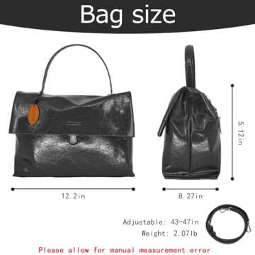 KENOFAR Women's Genuine Leather Medium Tote Bag, Vintage Top Handle Handbag, Spacious Shoulder Bag B...