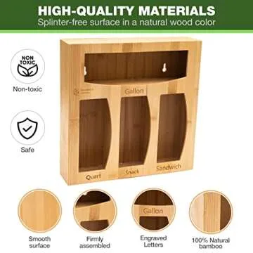 Bamboo Ziplock Bag Organizer - Eco-Friendly Kitchen Storage