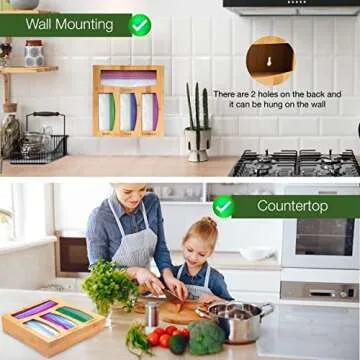 Bamboo Ziplock Bag Organizer - Eco-Friendly Kitchen Storage