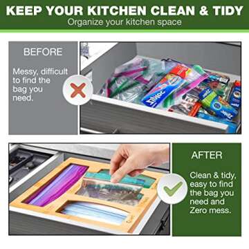 Bamboo Ziplock Bag Organizer - Eco-Friendly Kitchen Storage