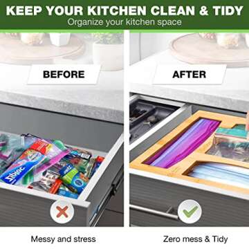 Bamboo Ziplock Bag Organizer - Eco-Friendly Kitchen Storage