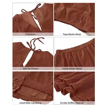 Vetinee 2 Piece Sets For Women Casual Women'S Summer Tops Cute Shorts Summer Sets Two Piece Short Set For WomenWomen Clothes Fashion Almond Brown Fit Size Small S Size 4 Size 6