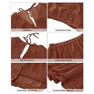 Vetinee 2 Piece Sets For Women Casual Women'S Summer Tops Cute Shorts Summer Sets Two Piece Short Set For WomenWomen Clothes Fashion Almond Brown Fit Size Small S Size 4 Size 6