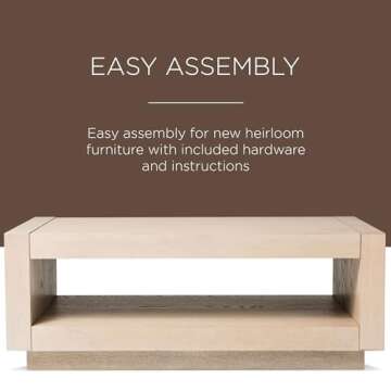 Maven Lane Artemis Large 2 Tier Contemporary Rectangle Wooden Center Coffee Table with Shelf Storage for Living Room in Refined White Finish