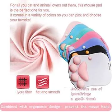 Cat Paw Mouse Pad with Wrist Support 3D Kawaii Cartoon Cute Print Cats Paw Soft Silicone Rests Ergonomic Mouse pad Large (11.5×7.8) Green