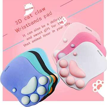 Cat Paw Mouse Pad with Wrist Support 3D Kawaii Cartoon Cute Print Cats Paw Soft Silicone Rests Ergonomic Mouse pad Large (11.5×7.8) Green