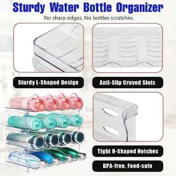 boailydi Stackable Water Bottle Storage Rack - Organize 16 Bottles