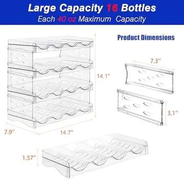 boailydi Stackable Water Bottle Storage Rack - Organize 16 Bottles