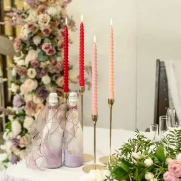 10 Inch Cream Spiral Taper Candles for Home Decoration, 4 Pack Red-Gradient Candlesticks for Dinner ...