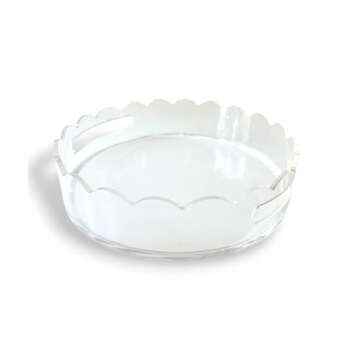 GRAHAM DESIGN Acrylic Scalloped Round Tray with Handles - 10" Diameter