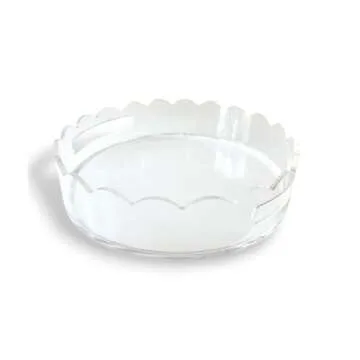 GRAHAM DESIGN Acrylic Scalloped Round Tray with Handles - 10" Diameter