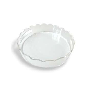 GRAHAM DESIGN Acrylic Scalloped Round Tray with Handles - 10" Diameter