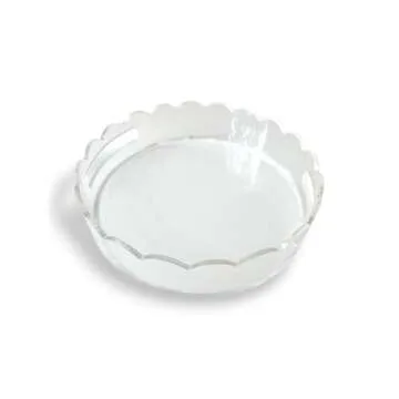 GRAHAM DESIGN Acrylic Scalloped Round Tray with Handles - 10" Diameter