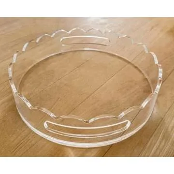 GRAHAM DESIGN Acrylic Scalloped Round Tray with Handles - 10" Diameter