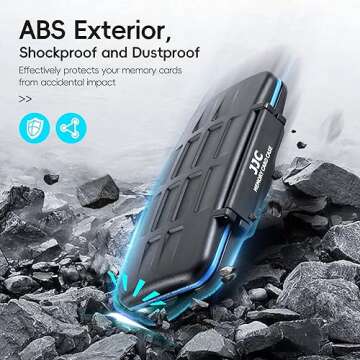 JJC Memory Card Case for 6 Cfast Compact Flash Cards, 12 SD Cards & 18 Micro SD Cards, Water-Resistant SD CF Card Holder with A Free Carabiner