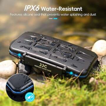 JJC Memory Card Case for 6 Cfast Compact Flash Cards, 12 SD Cards & 18 Micro SD Cards, Water-Resistant SD CF Card Holder with A Free Carabiner