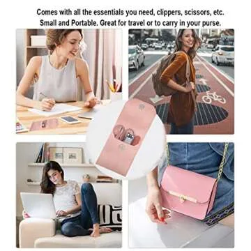 Manicure Kit Nail Clippers Set Pedicure 16 pieces Stainless Steel Manicure Grooming Care Tools Nose Hair Scissors File Best Gift with Luxurious Case for Man Women (Rose golden_4 pieces)