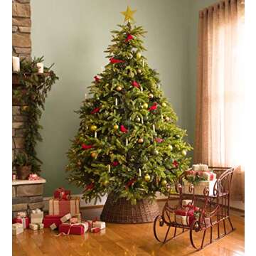 Plow & Hearth Large Willow Christmas Tree Ring Collar, Holiday Tree Skirt Alternative, Holiday Decor, Rich Brown Woven Willow Wicker, Rustic, Farmhouse Decor, 27½" Dia.