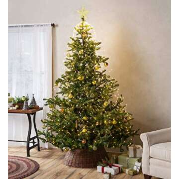 Plow & Hearth Large Willow Christmas Tree Ring Collar, Holiday Tree Skirt Alternative, Holiday Decor, Rich Brown Woven Willow Wicker, Rustic, Farmhouse Decor, 27½" Dia.