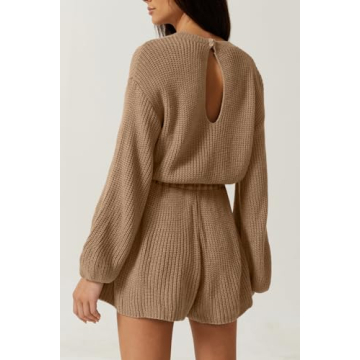 Meyeeka Women's Cozy Sweater Romper for Fall Fashion