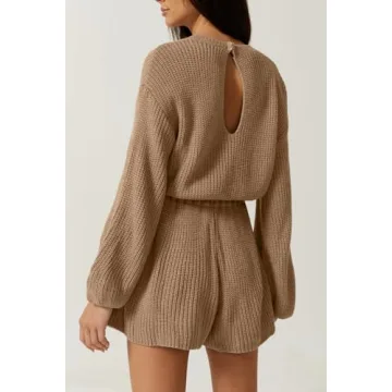 Meyeeka Women's Cozy Sweater Romper for Fall Fashion