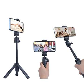 Phone Tripod Stand, Ruittos Vlogging Tripod, Selfie Stick Tripod, Go pro Extendable Tripod for iPhone, Webcam, Desktop, Sony, Go Pro, DJI Action 5 pro, Travel 11.5inch Portable Pocket Mini Tripod