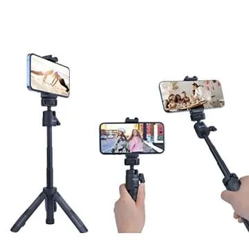 Phone Tripod Stand, Ruittos Vlogging Tripod, Selfie Stick Tripod, Go pro Extendable Tripod for iPhone, Webcam, Desktop, Sony, Go Pro, DJI Action 5 pro, Travel 11.5inch Portable Pocket Mini Tripod