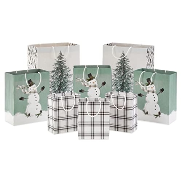 Hallmark Christmas Gift Bag Assortment (8 Bags: 3 Small 6", 3 Medium 9", 2 Large 13") White and Sage...