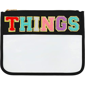 Stylish Chenille Letter Clear Pouch for Travel and More
