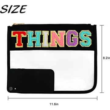 Stylish Chenille Letter Clear Pouch for Travel and More