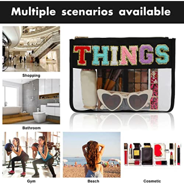 Stylish Chenille Letter Clear Pouch for Travel and More